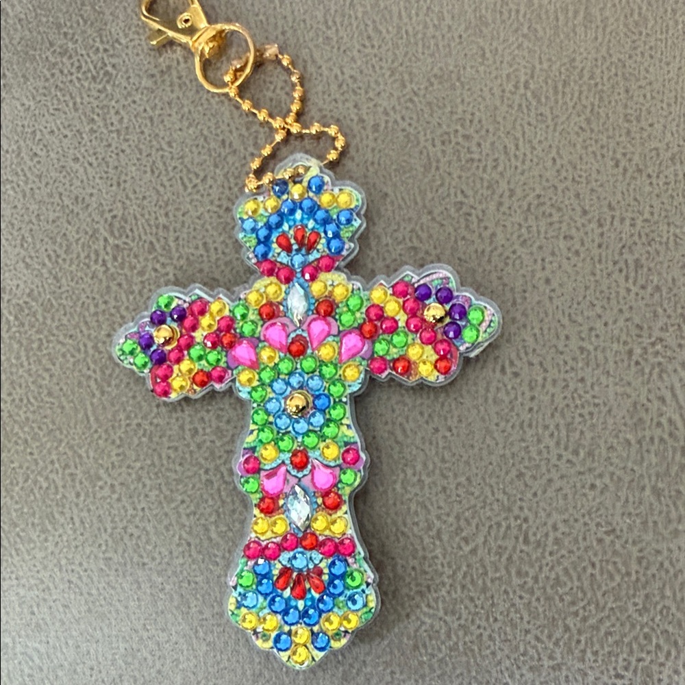 Colorful Beaded Cross Key Holder